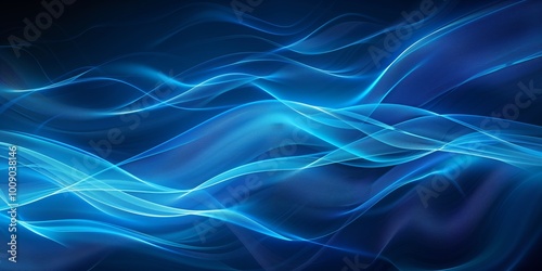 Abstract background with a grid and abstract waves in blue hues, glowing lines, dynamic style.