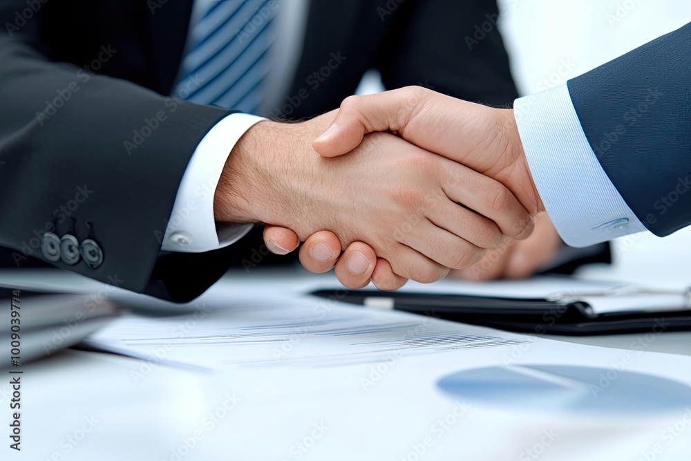 Business handshake symbolizing partnership and agreement Business handshake symbolizing partnership and agreement
