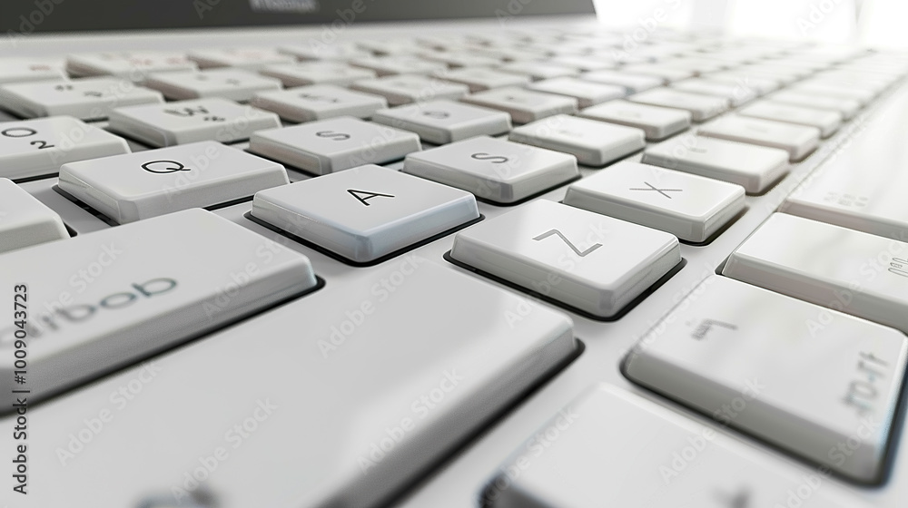Close up of Keyboard isolated on pure white background Close up of Keyboard isolated on pure white background