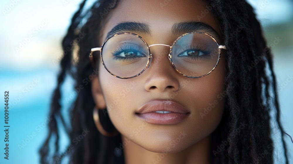 Close-up Portrait of a Young Woman Wearing Round Glasses Close-up Portrait of a Young Woman Wearing Round Glasses