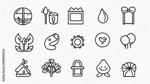 Set of outline icons related to kids. Linear icon collection. Editable stroke. Vector 