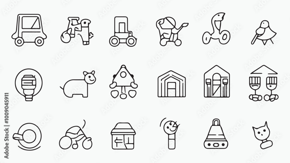 Set of outline icons related to kids. Linear icon collection. Editable stroke. Vector Set of outline icons related to kids. Linear icon collection. Editable stroke. Vector
