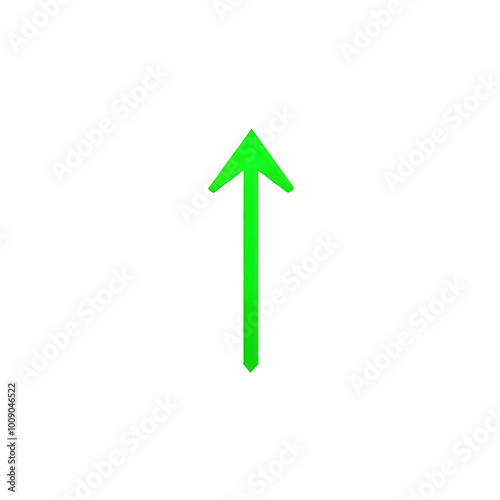 Thin green upward arrow with minimalistic design, isolated on transparent background, Generative AI