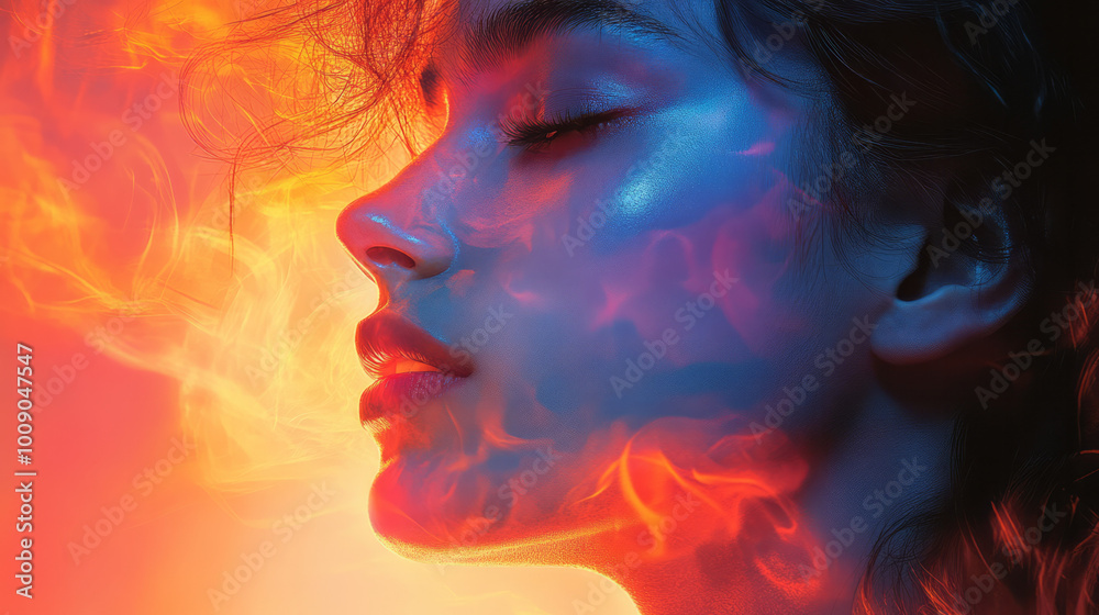 A person staring out into the distance, their face reflecting quiet sadness, floating gently on a pastel canvas, A person staring out into the distance, their face reflecting quiet sadness, floating gently on a pastel canvas,