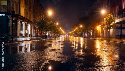 Rainy night street scene