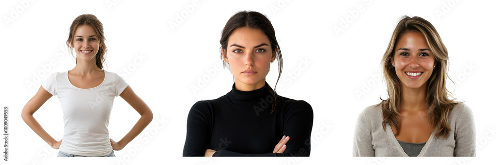 Woman with a casual outfit and friendly smile, isolated on a transparency background Woman with a casual outfit and friendly smile, isolated on a transparency background