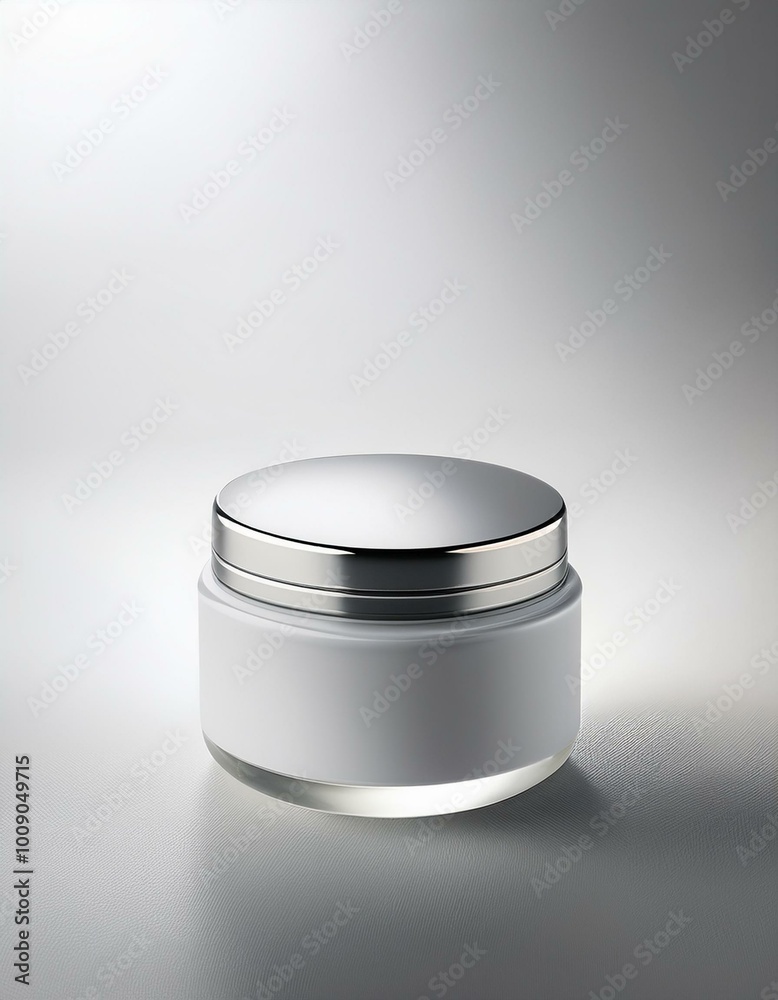 White jar with silver lid White jar with silver lid