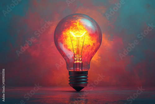 A glowing lightbulb symbolizing a bright new idea, isolated on a soft pastel background,