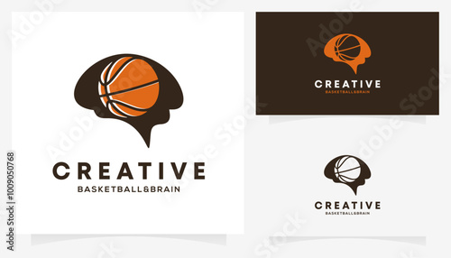 Basketball and Brain Logic logo design ideas. Creative vector illustration based icon template.
