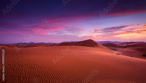 Desert sunset with pink hues