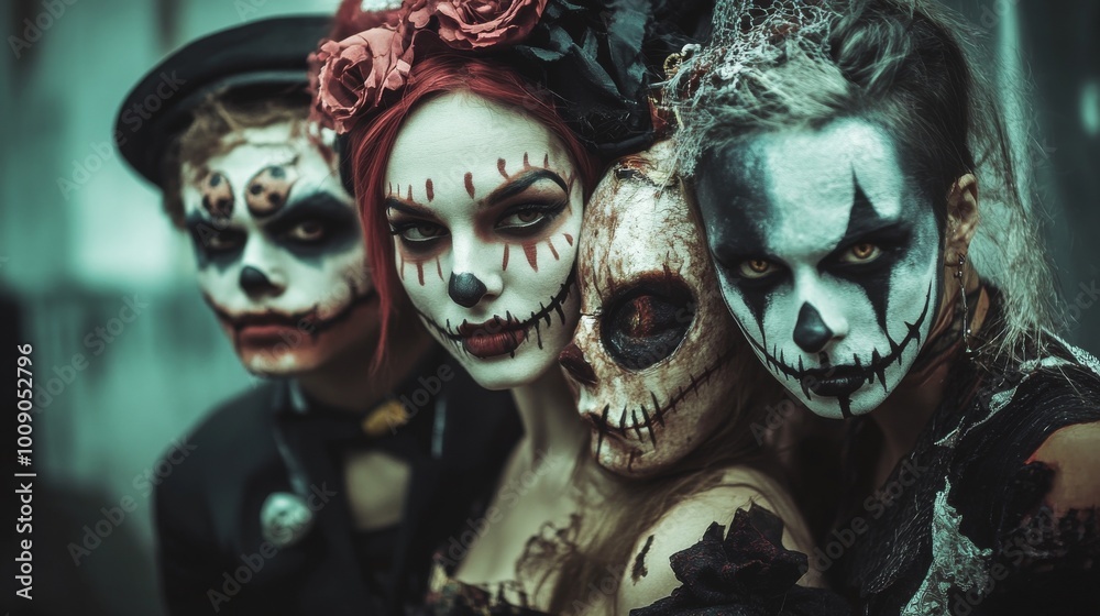 Naklejka premium Day of the Dead - Sugar Skull Makeup and Costumes