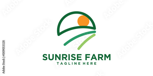 logo design farm, sun, agricultural nature, organic, landscape, logo design vector, symbol, idea, creative.