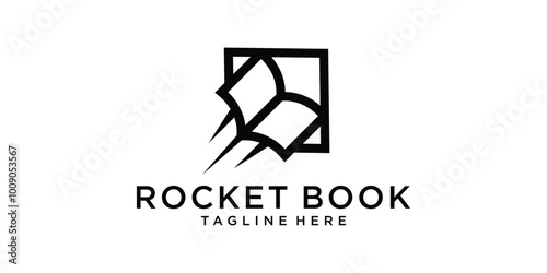 logo design rocket book,combination of rocket and book,up,growth,invest,logo design vector,symbol,idea,creative.