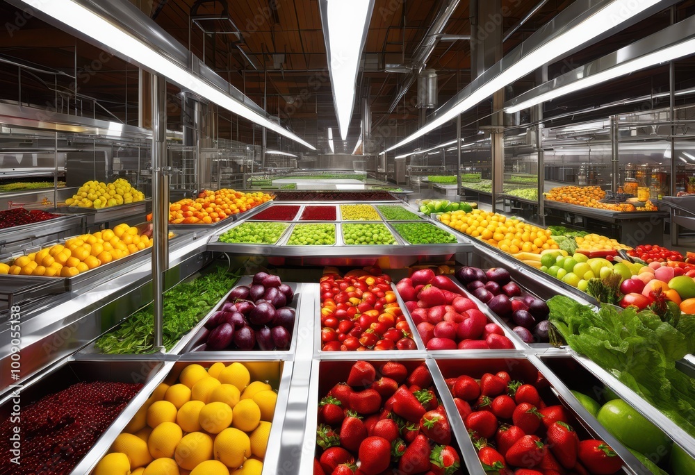 vibrant array fresh ingredients displayed modern factory setting featuring bright colors organized layout, visuals, textures, composition, contrast, clean vibrant array fresh ingredients displayed modern factory setting featuring bright colors organized layout, visuals, textures, composition, contrast, clean