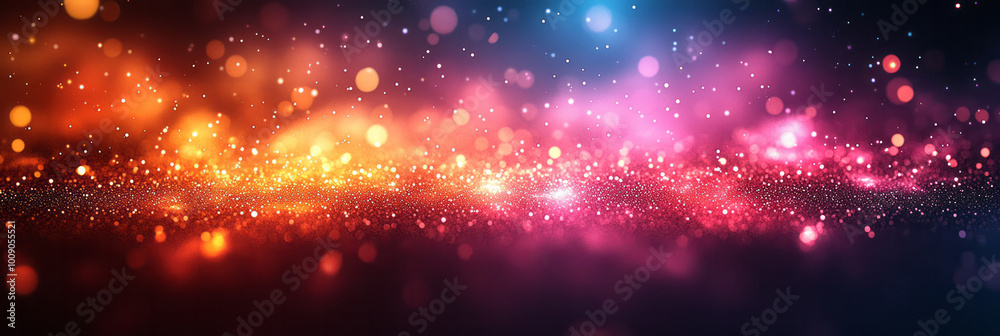 Fototapeta premium A vibrant, luminous bokeh display floating across a smooth gradient, creating a soft, ethereal effect,