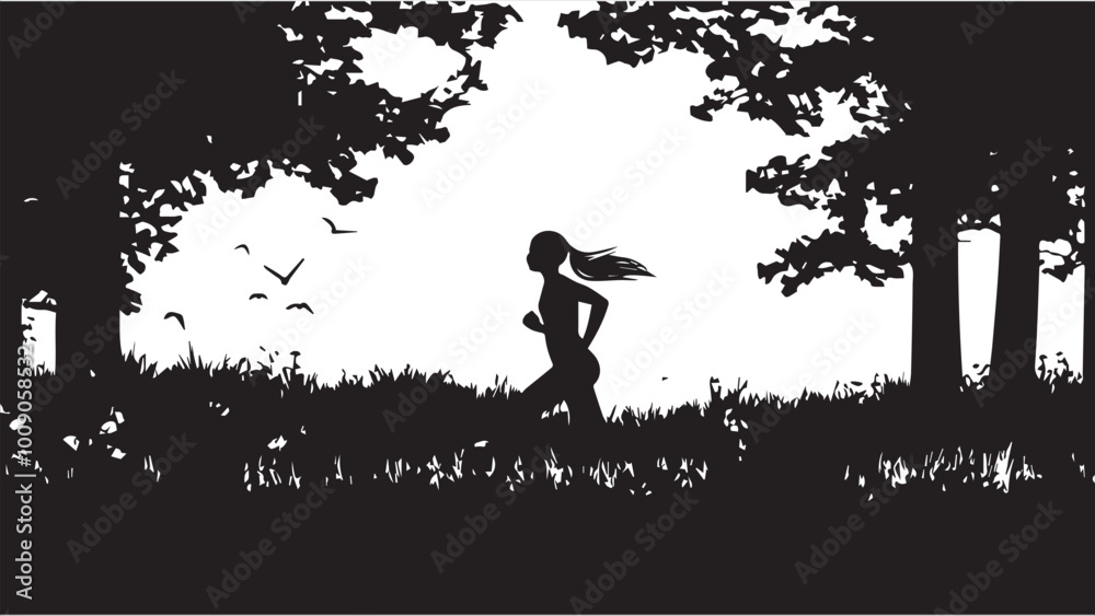 lady running silhouette vector illustration lady running silhouette vector illustration