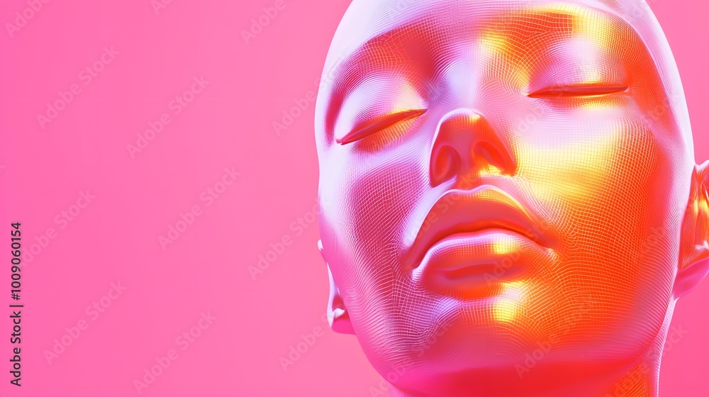 3D Digital Render of a Gradient Face Mesh 3D Digital Render of a Gradient Face Mesh