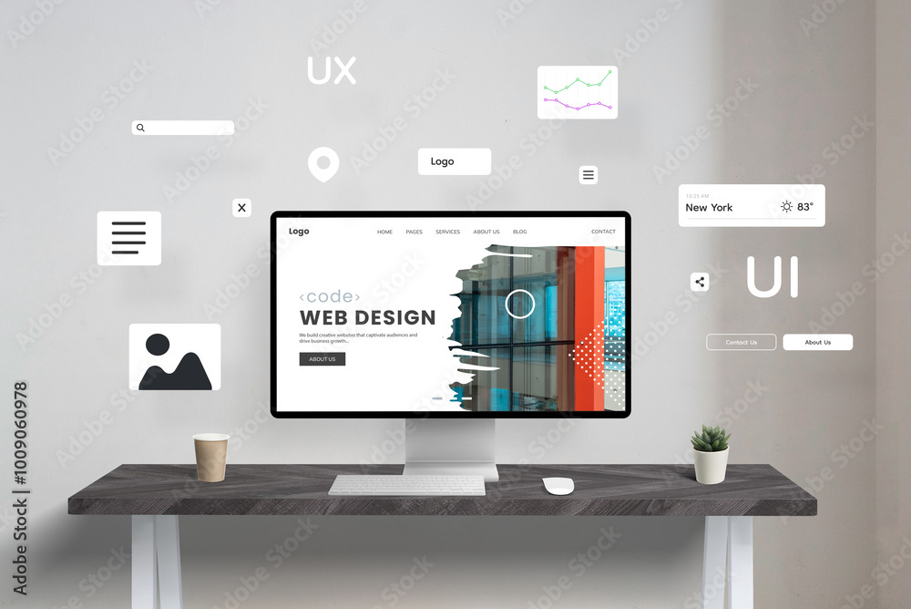 Obraz na płótnie Web design studio creating a page with modules and plugins