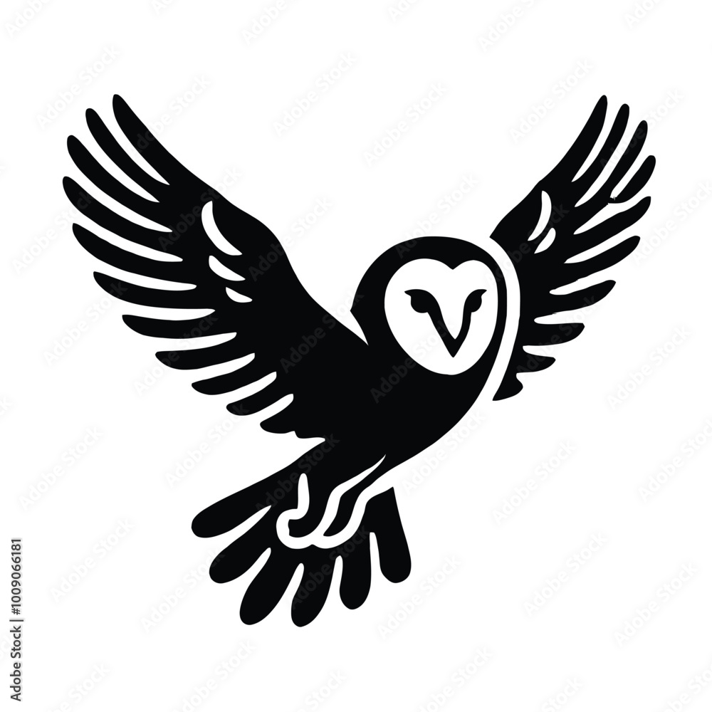 Obraz premium Barn Owl Silhouette in Flight