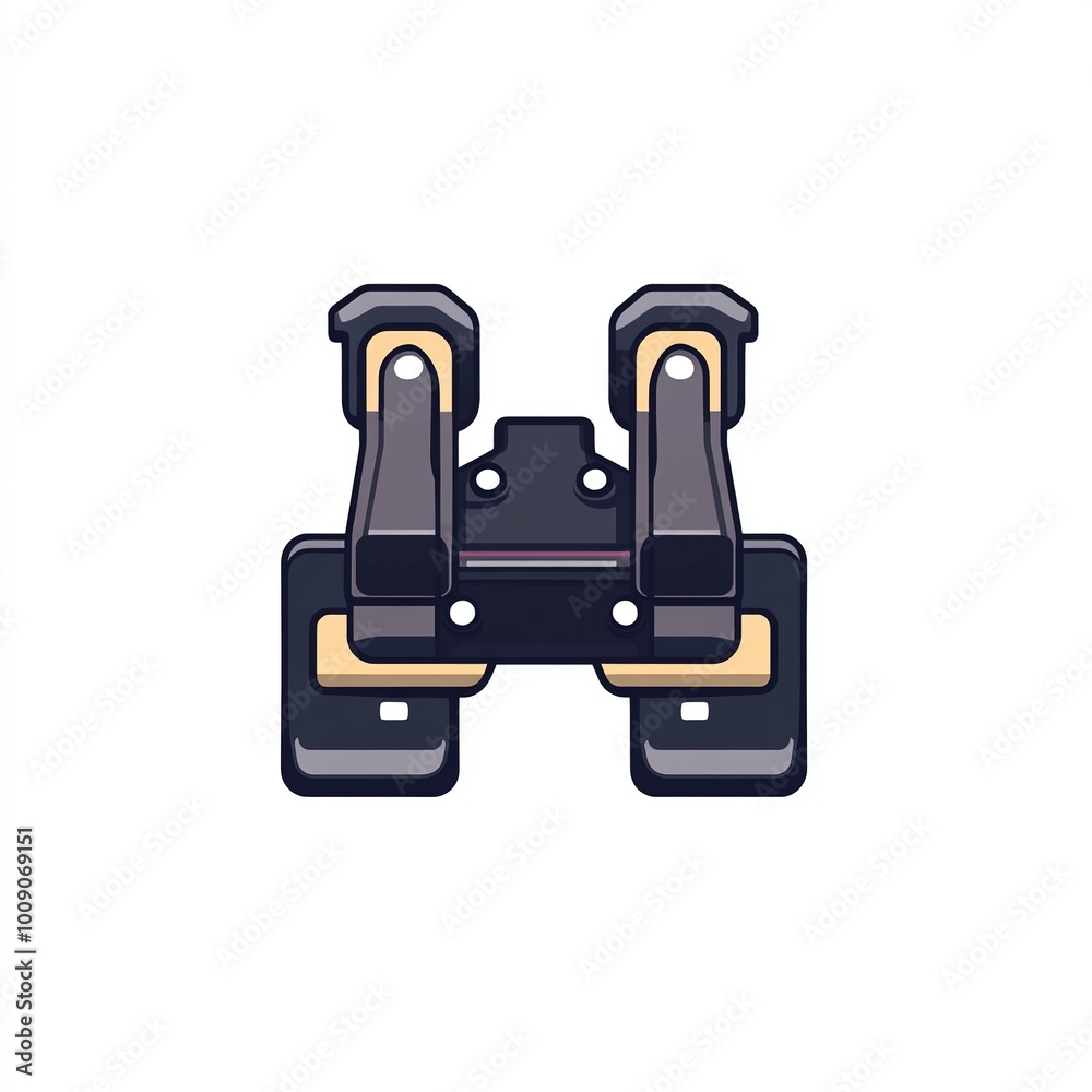 A stylized illustration of a mechanical hinge, typically used in various applications. A stylized illustration of a mechanical hinge, typically used in various applications.
