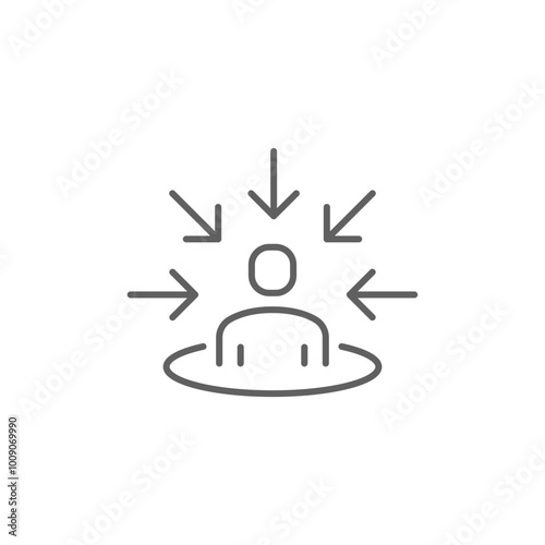 Customer centricity icon. Simple outline style. Centric consumer, client first approach, person, central, people, human focus concept. Thin line symbol. Vector illustration isolated. Editable stroke.