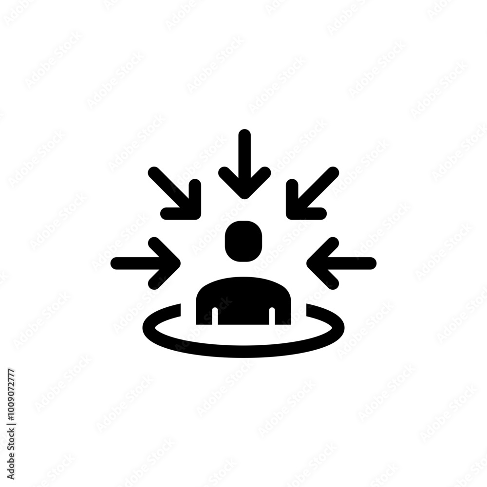 Customer centricity icon. Simple solid style. Centric consumer, client first approach, person, central, people, human focus concept. Black silhouette, glyph symbol. Vector illustration isolated. Customer centricity icon. Simple solid style. Centric consumer, client first approach, person, central, people, human focus concept. Black silhouette, glyph symbol. Vector illustration isolated.
