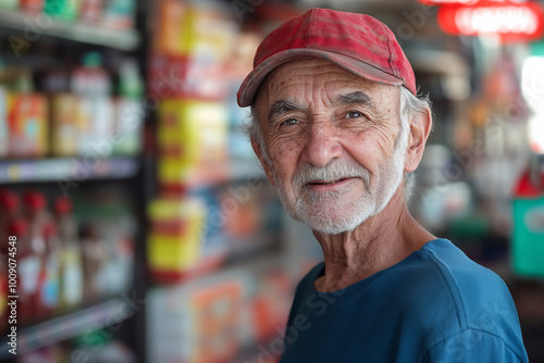 Portrait of a Senior Man in a Store. Capturing the Essence of Daily Routine. 