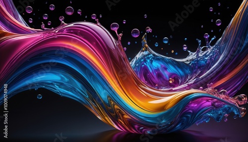 A detailed wallpaper showcasing NEO QLED technology with HDR, featuring a mesmerizing flow of colorful, glossy liquid blending radiant hues like neon pink, electric blue, bright gold, and deep purple.