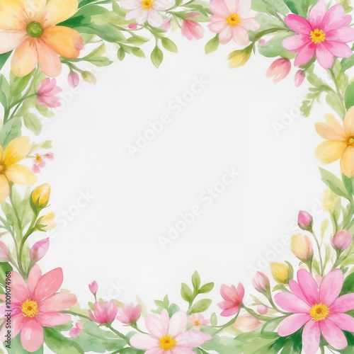 Watercolor peony flower spring background illustration