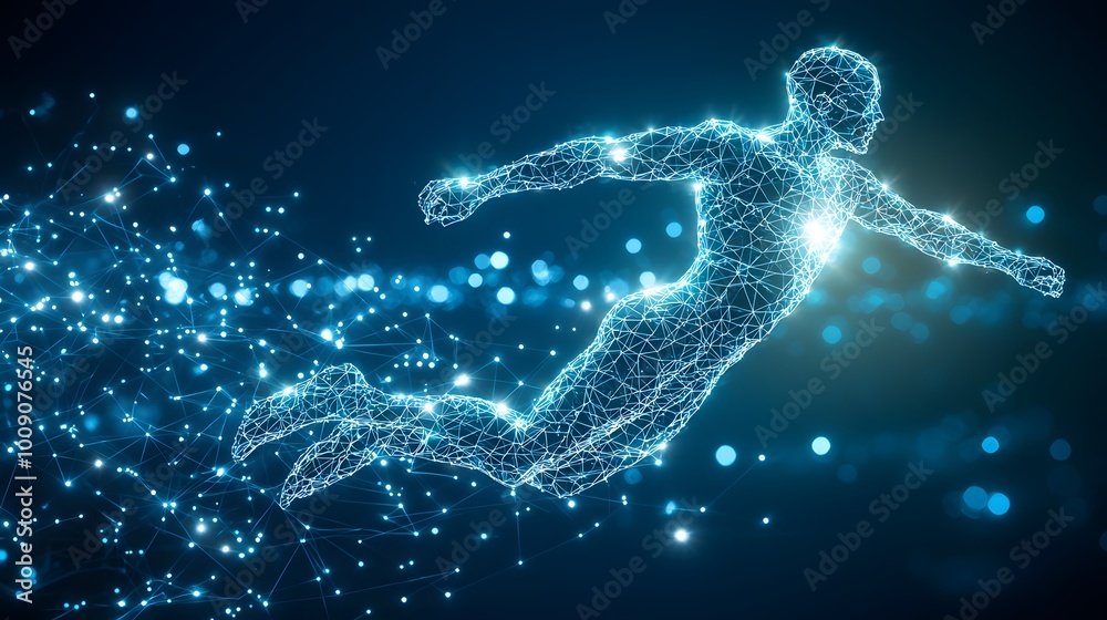 Abstract 3D Human Silhouette with Glowing Lines Abstract 3D Human Silhouette with Glowing Lines