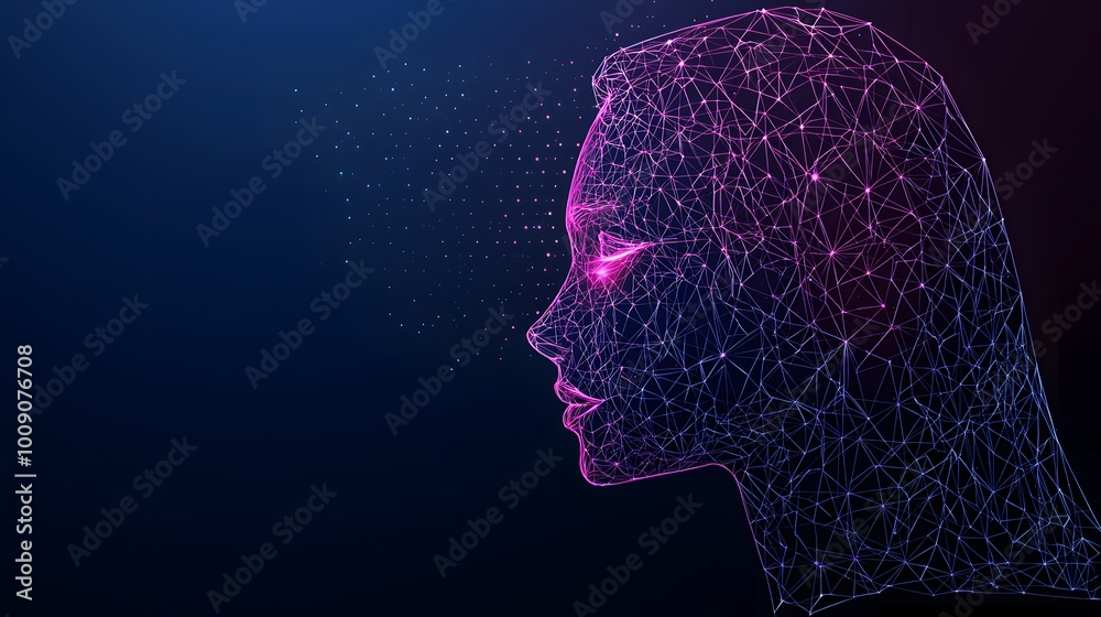 Abstract 3D Human Silhouette with Glowing Gradient Lines Abstract 3D Human Silhouette with Glowing Gradient Lines
