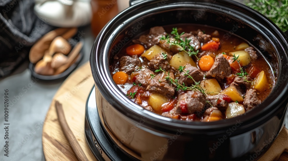 A food warmer and programmed slow cooker come with a digital timer and cover. A food warmer and programmed slow cooker come with a digital timer and cover.
