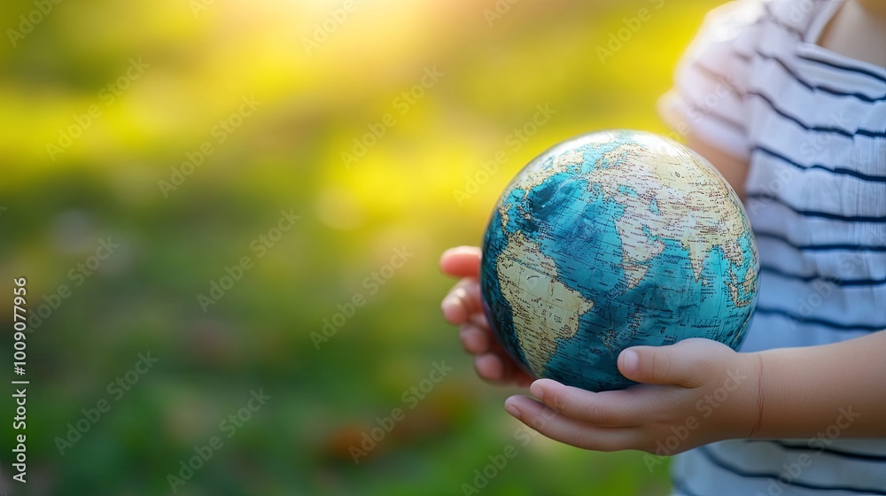 A child holding a globe, symbolizing care for the planet and global awareness. A child holding a globe, symbolizing care for the planet and global awareness.