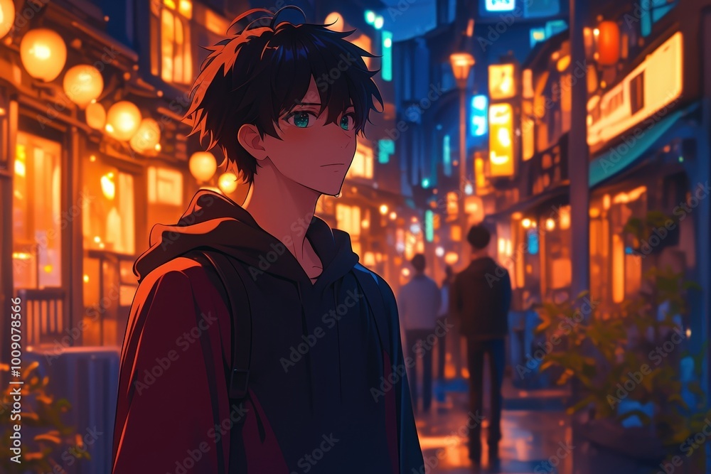 Lofi Character Enjoying Neon Night Vibes Lofi Character Enjoying Neon Night Vibes