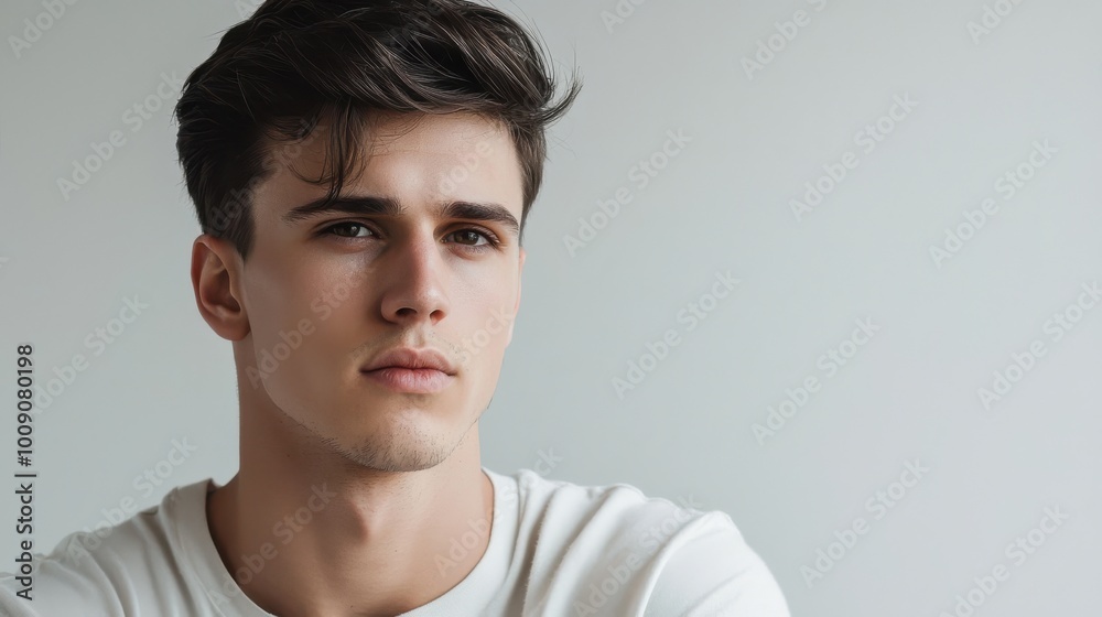 Young Man with Casual Look and Serious Face Young Man with Casual Look and Serious Face