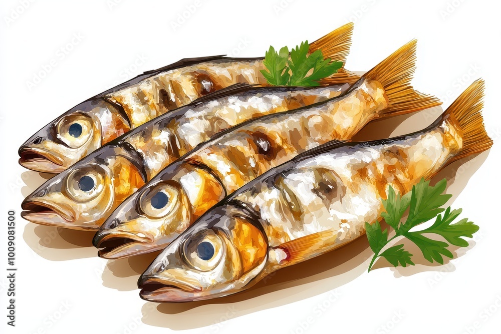 illustration of Freshly caught fish displayed on a wooden surface, garnished with green herbs, perfect for culinary or seafood-themed projects. illustration of Freshly caught fish displayed on a wooden surface, garnished with green herbs, perfect for culinary or seafood-themed projects.