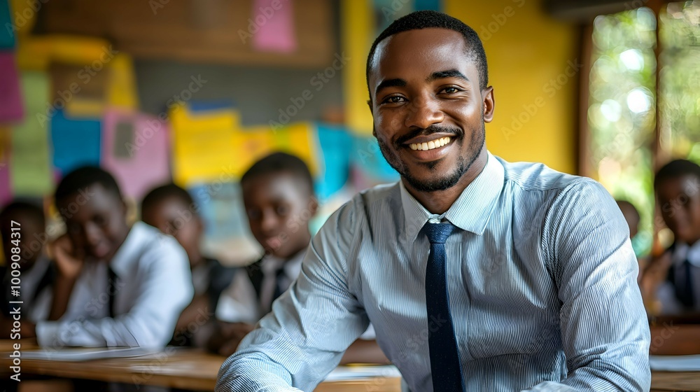 Fototapeta premium Teacher Guiding Students in Goal Setting Workshop