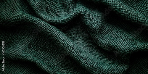 a green blanket with a pattern of squares and lines