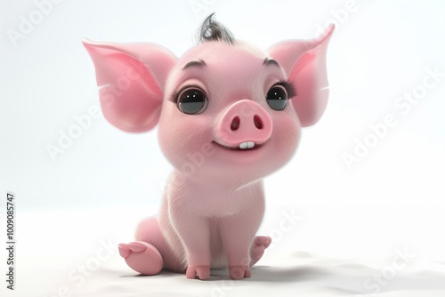 Adorable animated baby pig in 3d art