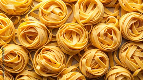 close up of fresh tagliatelle pasta photo