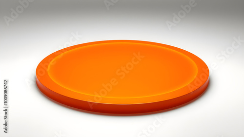 Orange oval riser glowing on white background, podium. Generative AI