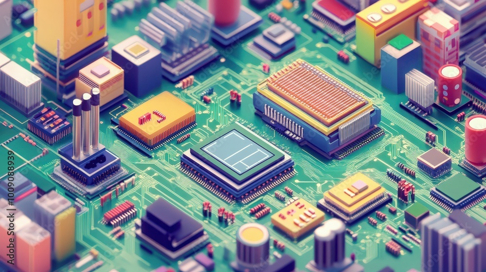 close up of computer circuit board