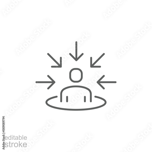 Customer centricity icon. Simple outline style. Centric consumer, client first approach, person, central, people, human focus concept. Thin line symbol. Vector illustration isolated. Editable stroke. photo