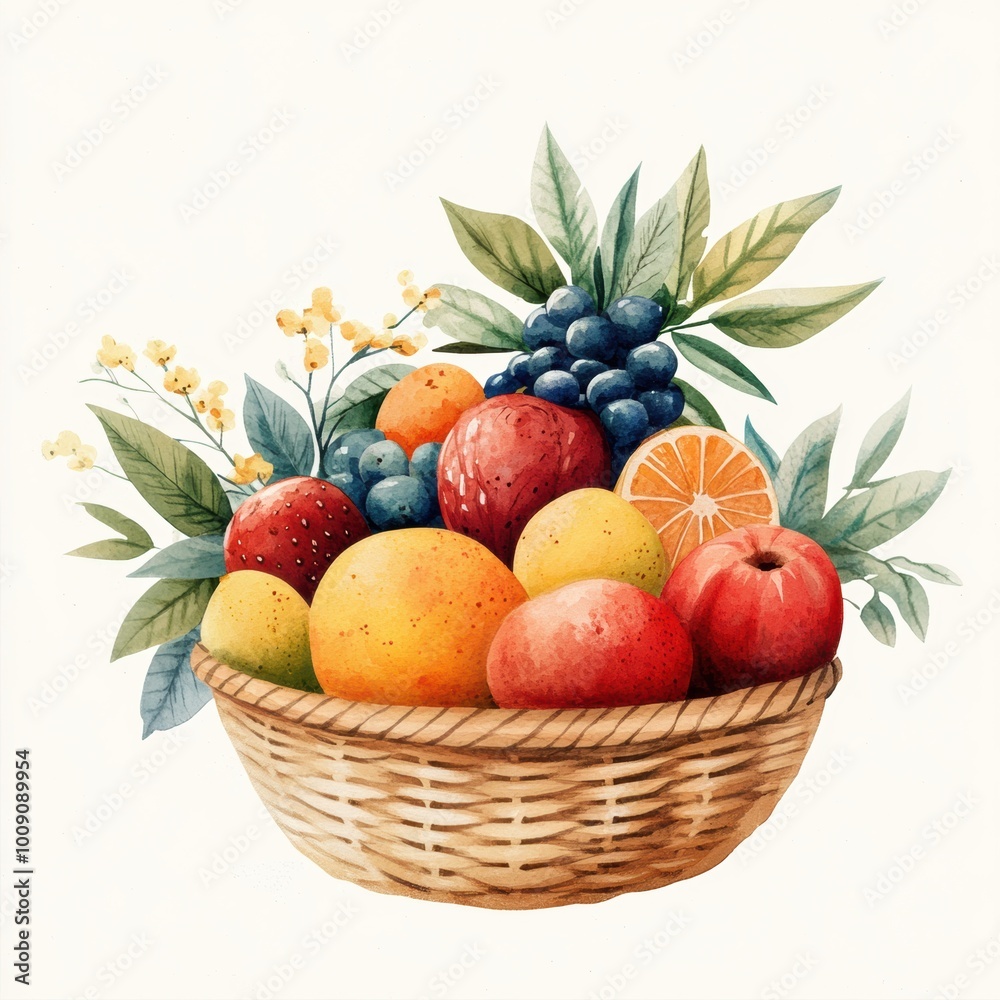 A vibrant assortment of fresh fruits in a woven basket, showcasing a variety of colors and textures for a cheerful decor. A vibrant assortment of fresh fruits in a woven basket, showcasing a variety of colors and textures for a cheerful decor.