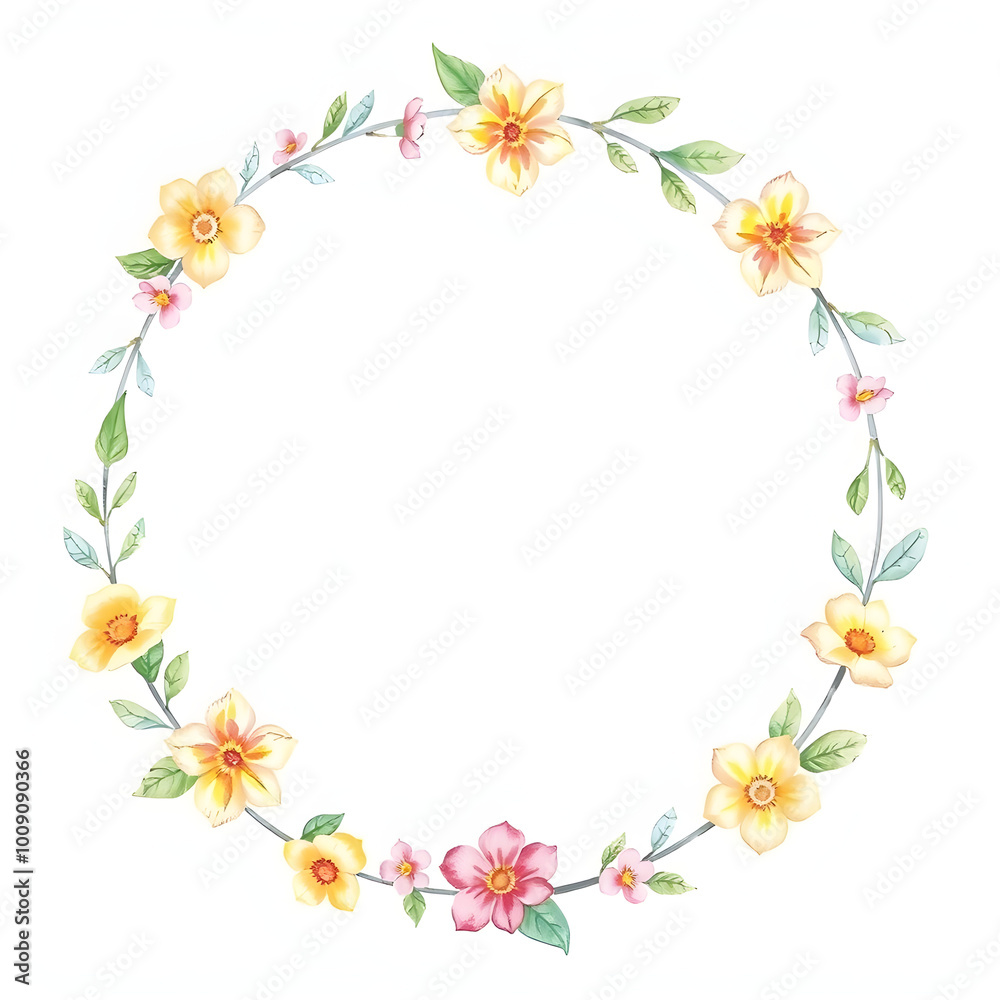 Pastel drawing artistic image of floral wreath as a frame for round white space. some leaves or flowers may overlap that white background. it has to be colorful, look natural. Generative AI Pastel drawing artistic image of floral wreath as a frame for round white space. some leaves or flowers may overlap that white background. it has to be colorful, look natural. Generative AI