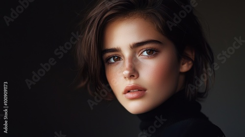 Woman with Elegant Look in Studio Light