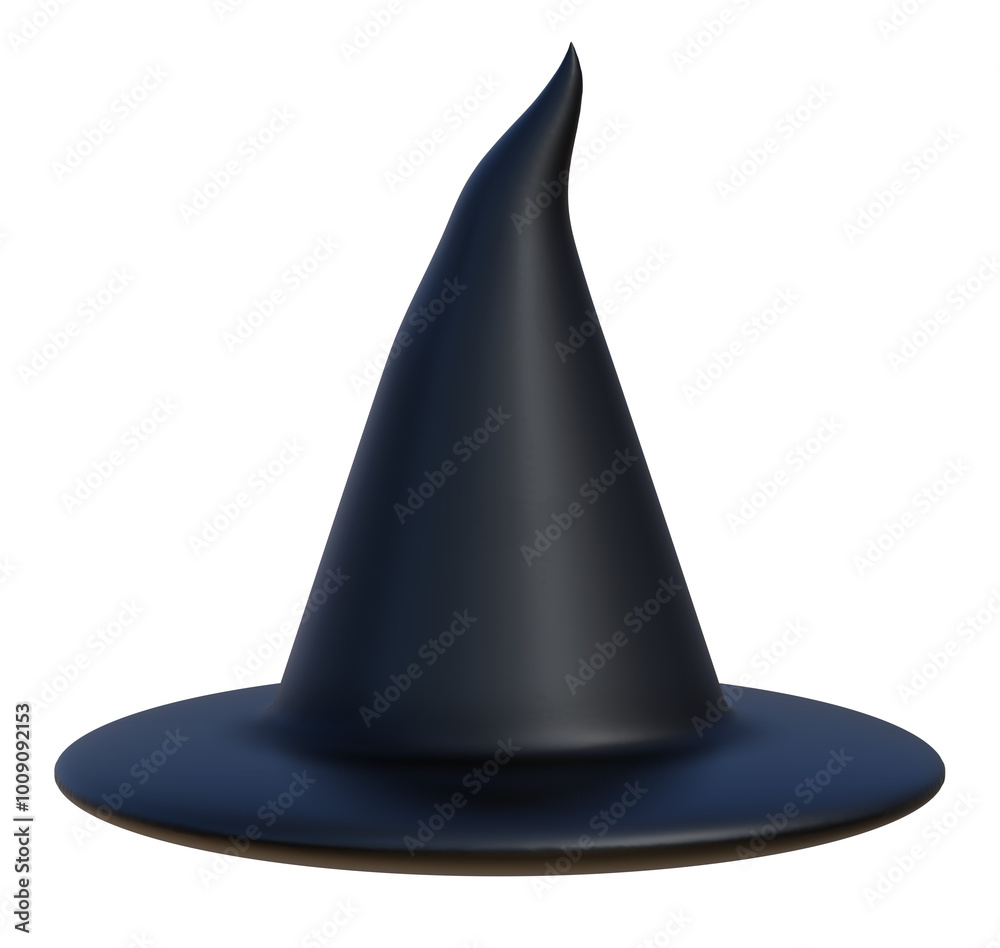 Fototapeta premium Black witch hat 3d on png transparent background.