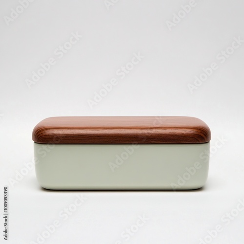 Wallpaper Mural A sleek, modern storage container with a wooden lid for organizing items. Torontodigital.ca