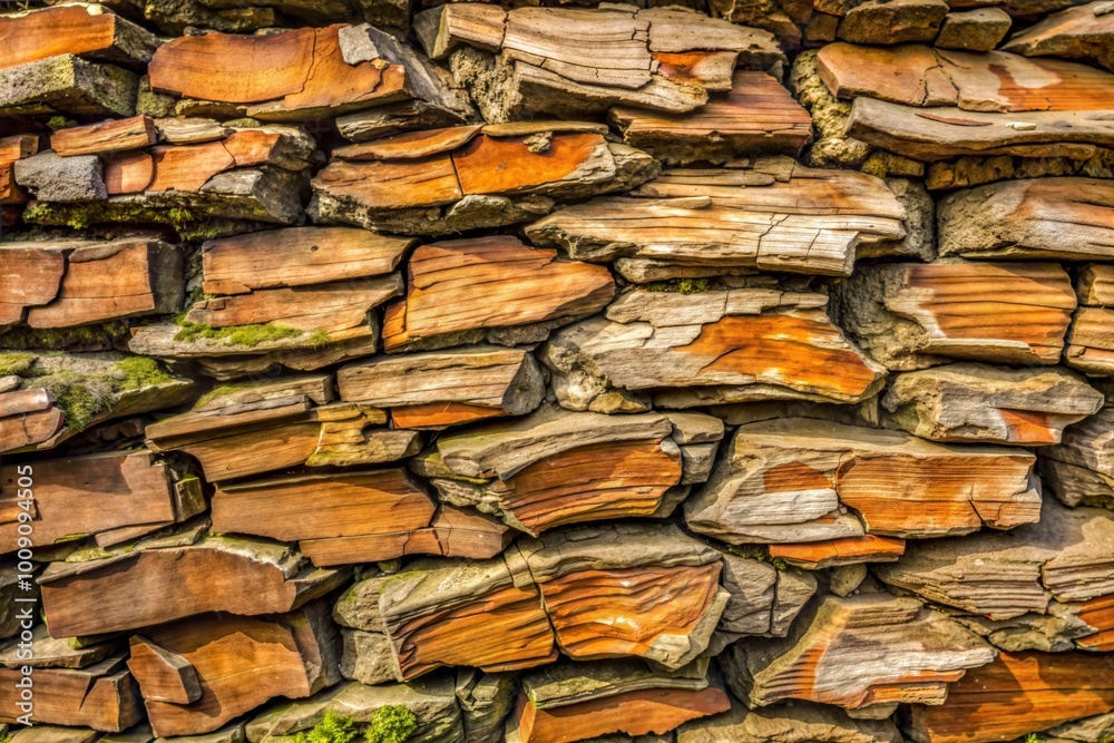 Close-up of stone wall featuring textures and colors