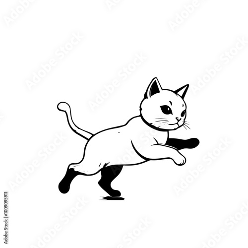 Running Cat Silhouette - Vector Illustration of a Cat in Motion